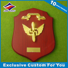 Custom Wood Shield Cast Metal Souvenir Gold Plated Plaques Trophy